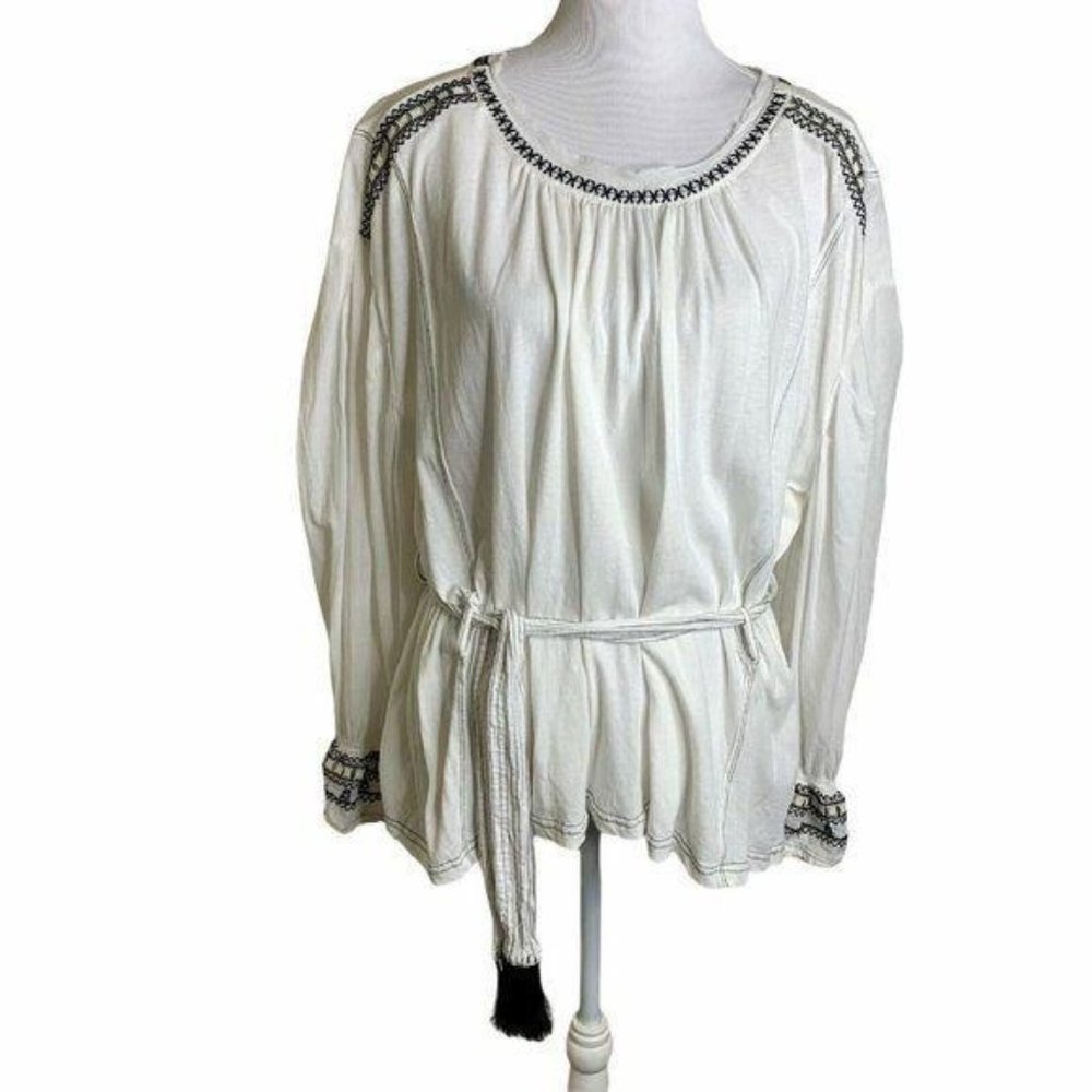 Free People Embroidered Back Tassel Tie Tunic